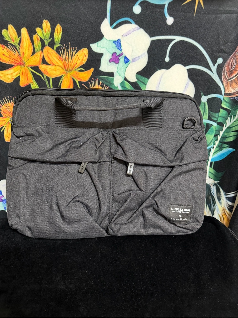 Men’s Black Laptop Messenger Bag - Two Front Pockets